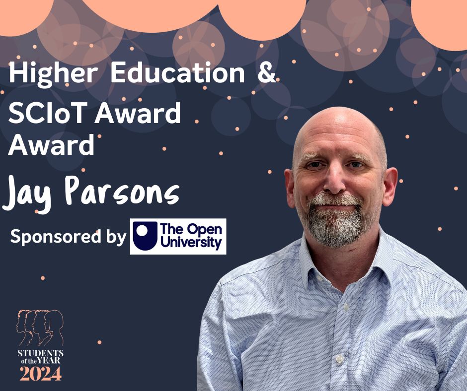 MKCollege's tweet photo. We are so proud of Jay Parson who has just been awarded the Higher Education & SCIoT Award by @OpenUniversity. Well done on all your hard work, Jay! #StudentsofTheYear #SOTY24 #MKCollege @SouthCentralIoT https://t.co/K3UORXmtZI