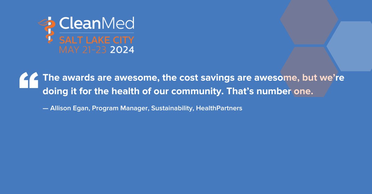 She also reflects on the #1 reason why the sustainability work at her organization is so critical – the health of their community. #CleanMed2024