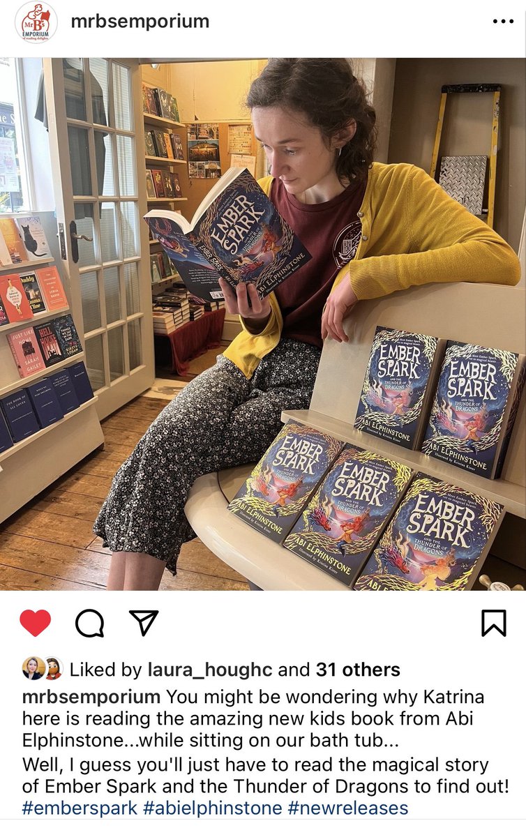 The awesome @mrbsemporium has an EMBER SPARK bathtub display! Indie bookselling on fire 🔥