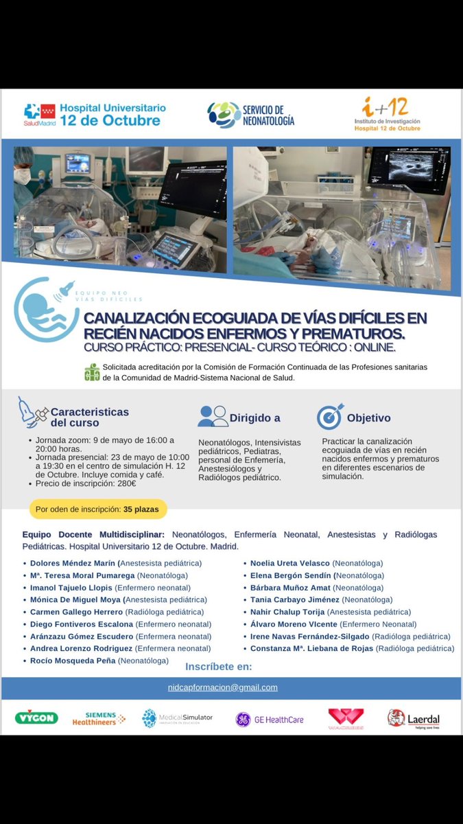Taju85's tweet photo. Una nueva edición del nuestro curso CANALIZACIÓN ECOGUIADA VIAS DIFICLES EN RECIEN NACIDOS ENFERMOS Y Prematuros. Un lujo ver el interes y las ganas de todos los participantes. Gracias a @vygon_es @Siemens_Energy @GeneralEclectic @wacrees por hacerlo posible https://t.co/jLheckCqtI