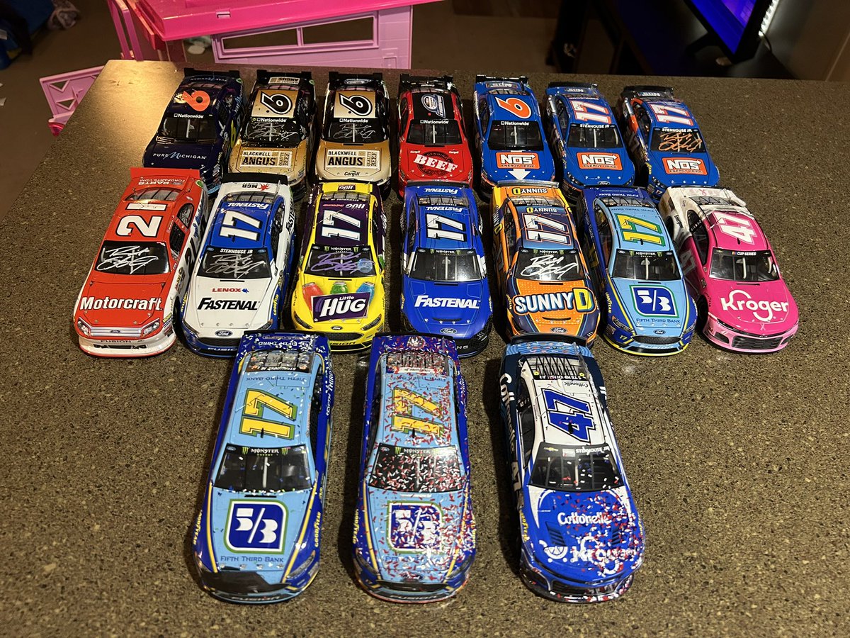 All my @StenhouseJr 1/24th diecast. I wish we could get a @NosEnergyDrink @JTGRacing one