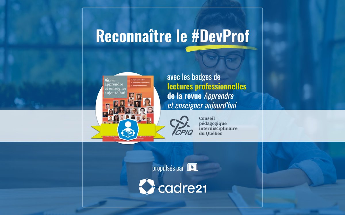 CADRE21 (@lecadre21) on Twitter photo Un nouveau numéro de la revue Apprendre et enseigner aujourd’hui est maintenant disponible!
Les personnes qui feront la lecture de trois articles de ce nouveau numéro pourront demander un badge de lectures professionnelles: cadre21.org/badges/apprend…
<a href="/_CPIQ/">CPIQ</a> Un nouveau numéro de la revue Apprendre et enseigner aujourd’hui est maintenant disponible!
Les personnes qui feront la lecture de trois articles de ce nouveau numéro pourront demander un badge de lectures professionnelles: cadre21.org/badges/apprend…
<a href="/_CPIQ/">CPIQ</a>