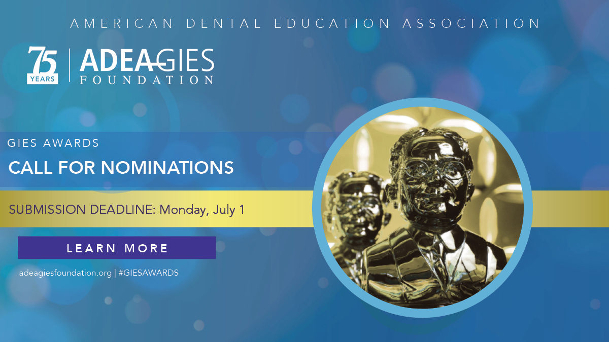 Nominations are open for the 2025 ADEA Gies Awards! Submit a nomination for you or a colleague today! #GiesAwards adea.org/adeagiesfounda…