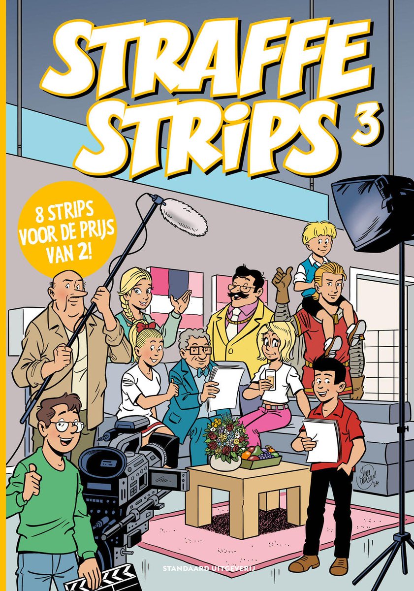 stripland_BENL's tweet photo. Er is een derde #StraffeStrips bundeling verschenen. De cover is van #SteveVanBael. Hierin zijn 8 strips te vinden voor 14,99 euro. Ideaal voor de kroost op vakantie. #Jommeke #SuskeEnWiske #NachtWacht #DeRodeRidder #Buurtpolitie #FCdeKampioenen #DeKiekeboes #Amoras https://t.co/Jnr2DKF6aC