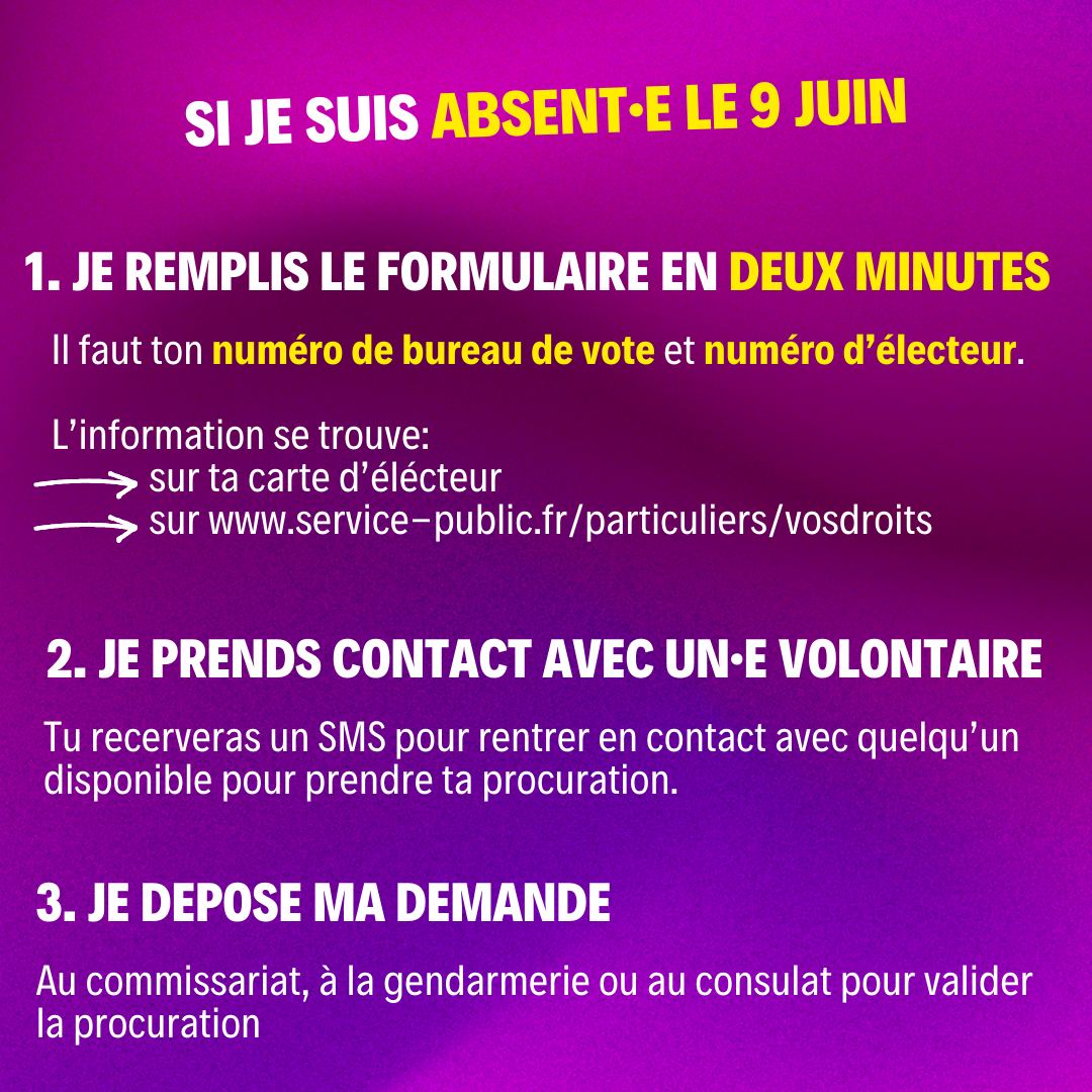 1/2 Vous voulez voter #LFI aux élections #Europeennes2024 et faire le choix de l'Union Populaire portée par #ManonAubry, mais vous ne pourrez pas être présents ? Alors nos volontaires insoumis sont disponibles pour recevoir votre procuration ! 🔥 ⬇️ ⬇️ actionpopulaire.fr/procuration/do…