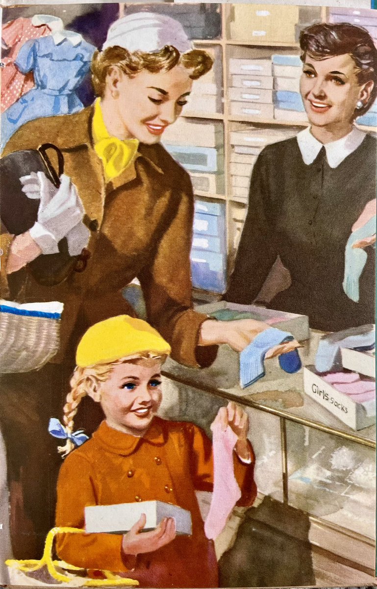 Ladybird book in the Spotlight. At the Draper’s ‘Shopping with Mother’, 1958 Artist: Harry Wingfield
