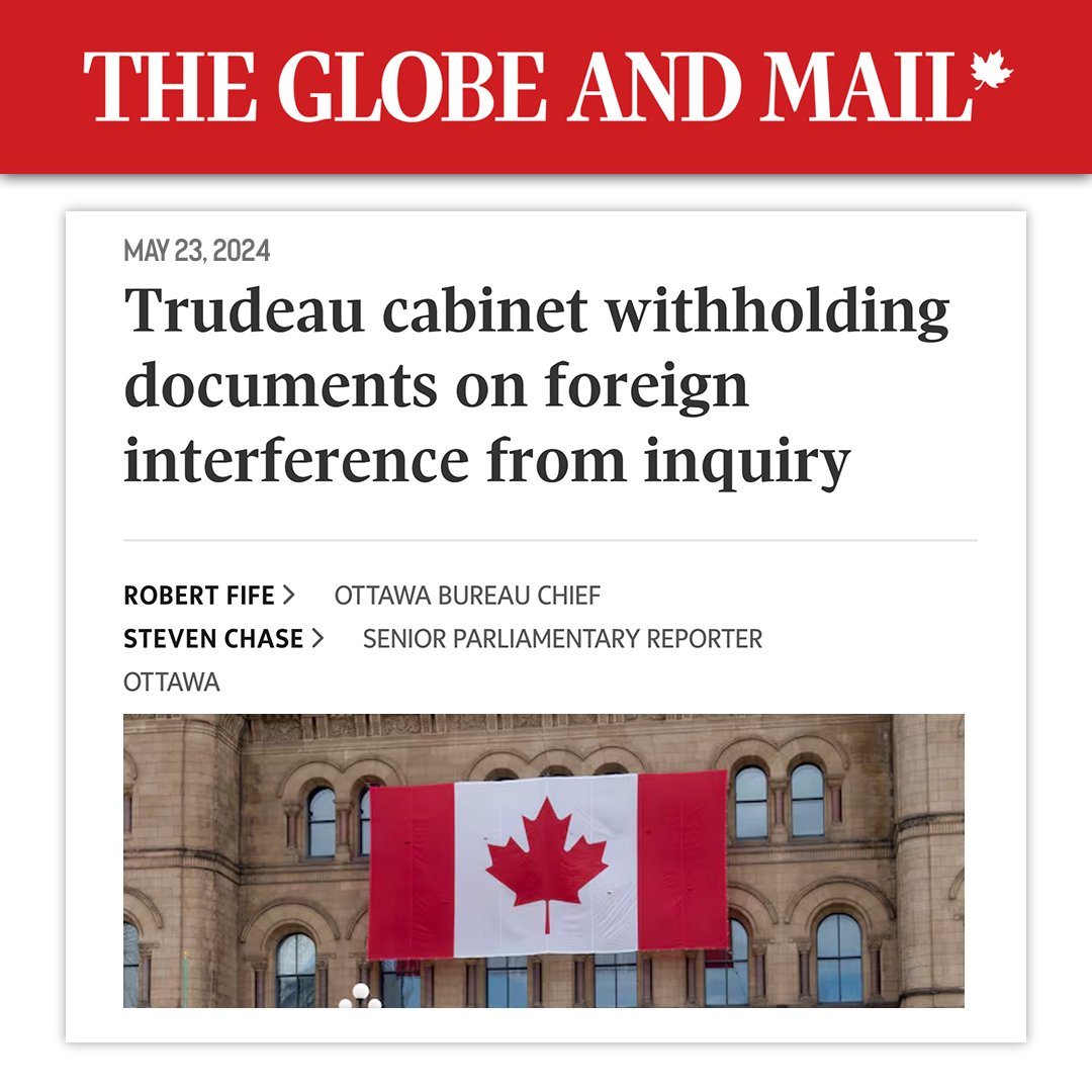 Justin Trudeau is refusing to provide documents to the public inquiry looking into foreign interference in our elections. What is he hiding from Canadians?