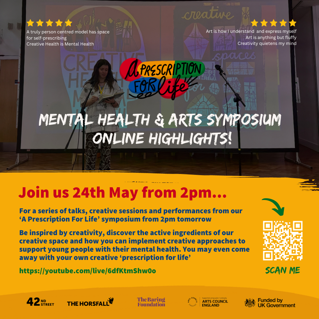 Tomorrow!! ⁠

⁠Join us from 2 pm...⁠
⁠
For a series of talks, creative sessions & performances from our ⁠
#APrescriptionForLife symposium
youtube.com/live/6dfKtmShw…⁠

#Creativity #CreativeSpace #CreativeRest #MentalHealth #CreativeHealth #CreativeLife #TheFutureIsOursFestival