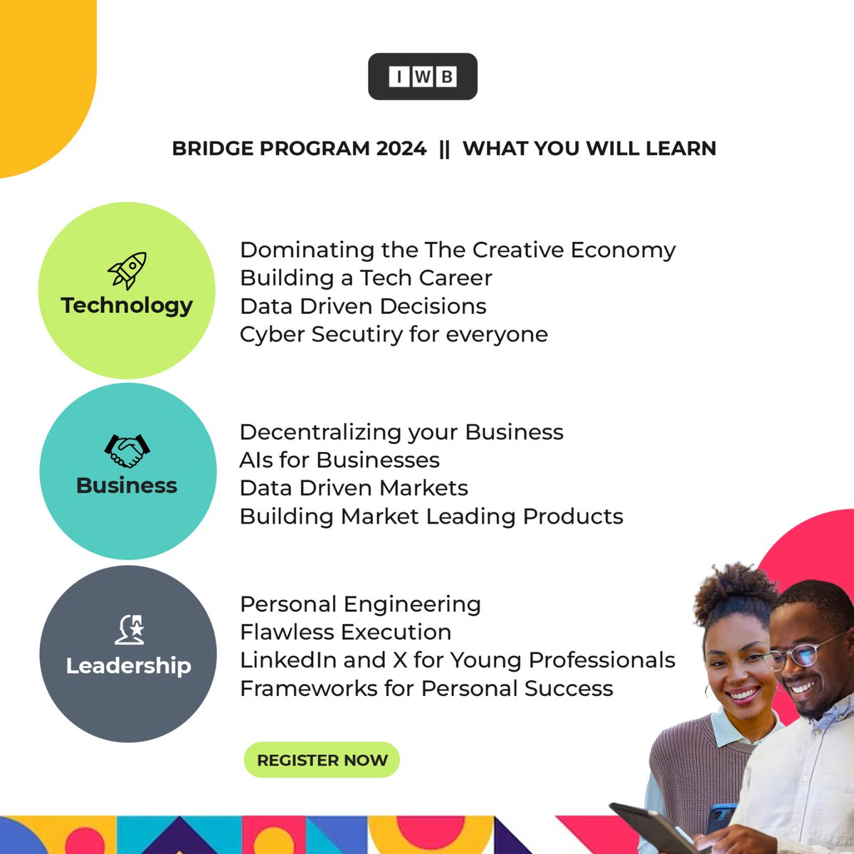 IWBAfrica's tweet photo. There's just one course you need to propel you from where you are to where you ought to be. Our Bridge Course is that "one course."

The Bridge Course is creatively designed to raise the next crop of leaders in Business and Tech, who are equipped to steer innovation and shape the future. 

If you're a creative, tech starter, young professional or entrepreneur, the Bridge course is a MUST-TAKE. 

📍Robust course framework
📍Flexible weekend classes 
📍8weeks run-time
📍Global Faculty Members
📍Co-learn and co-create with other great minds. 
📍 Earn a badge upon completion

Over 200 applications have been received from 10+ countries. 

Get ready to explore the future and build with some of Africa's finest talents. 

Apply here:
https://t.co/x5posCgFjA

#BridgeProgram2024
#MadeforMore
#ReadytoThrive
