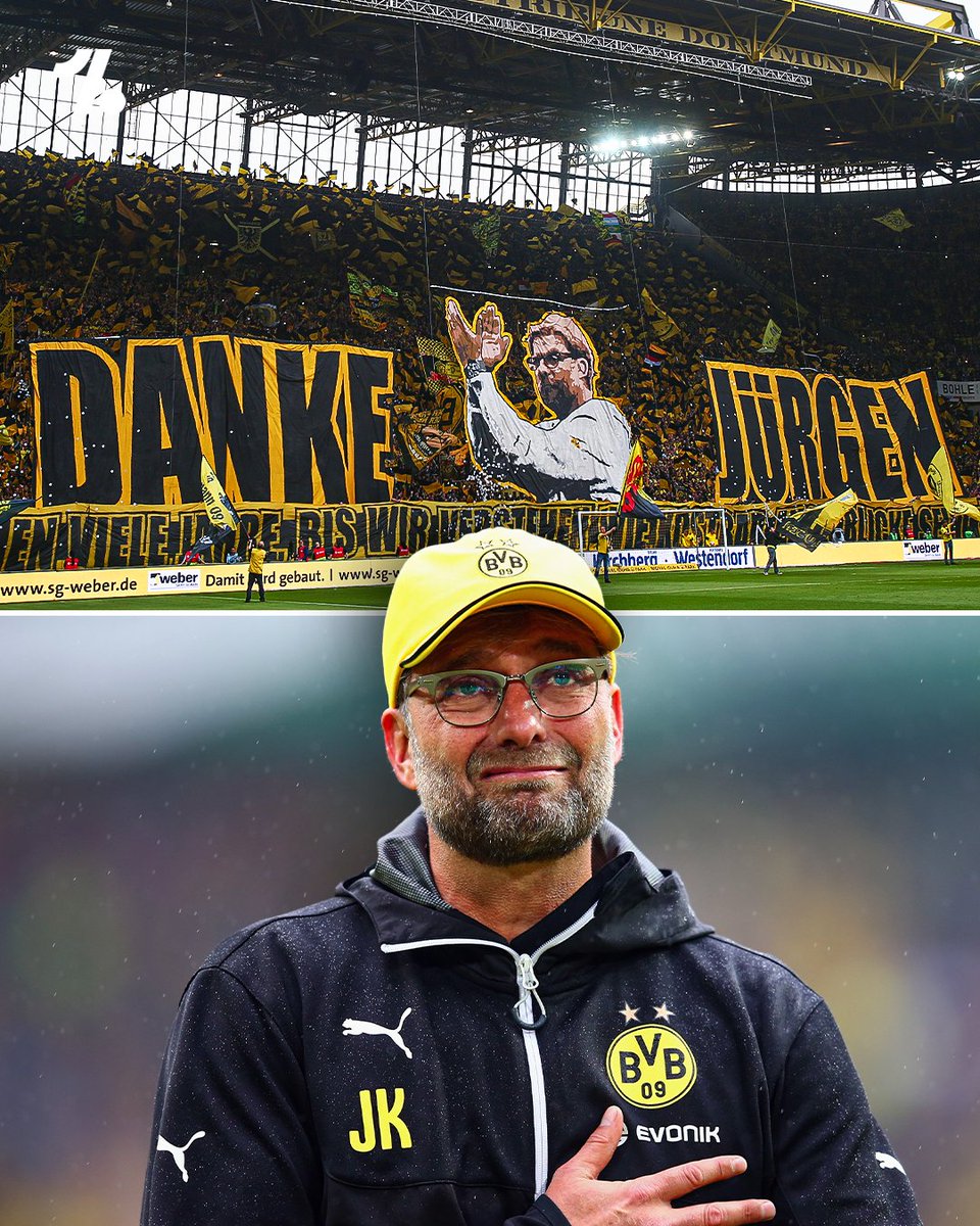 It's been nine years since Jürgen Klopp said his goodbyes to Borussia Dortmund 🥹🖤💛