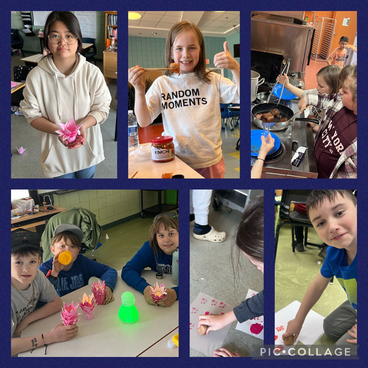 For Buddha’s birthday, we made lotus flowers and I shared some of my experiences living the expat life.  We had Korean-style steak, rice bowls, kimchi, and sikhae.  We learned our names in Hangul and made dojang name stamps with paint and potatoes.  대박 ! <a href="/LSASharks/">Labrador Straits Academy</a> <a href="/NLSchoolsCA/">NLSchools</a>