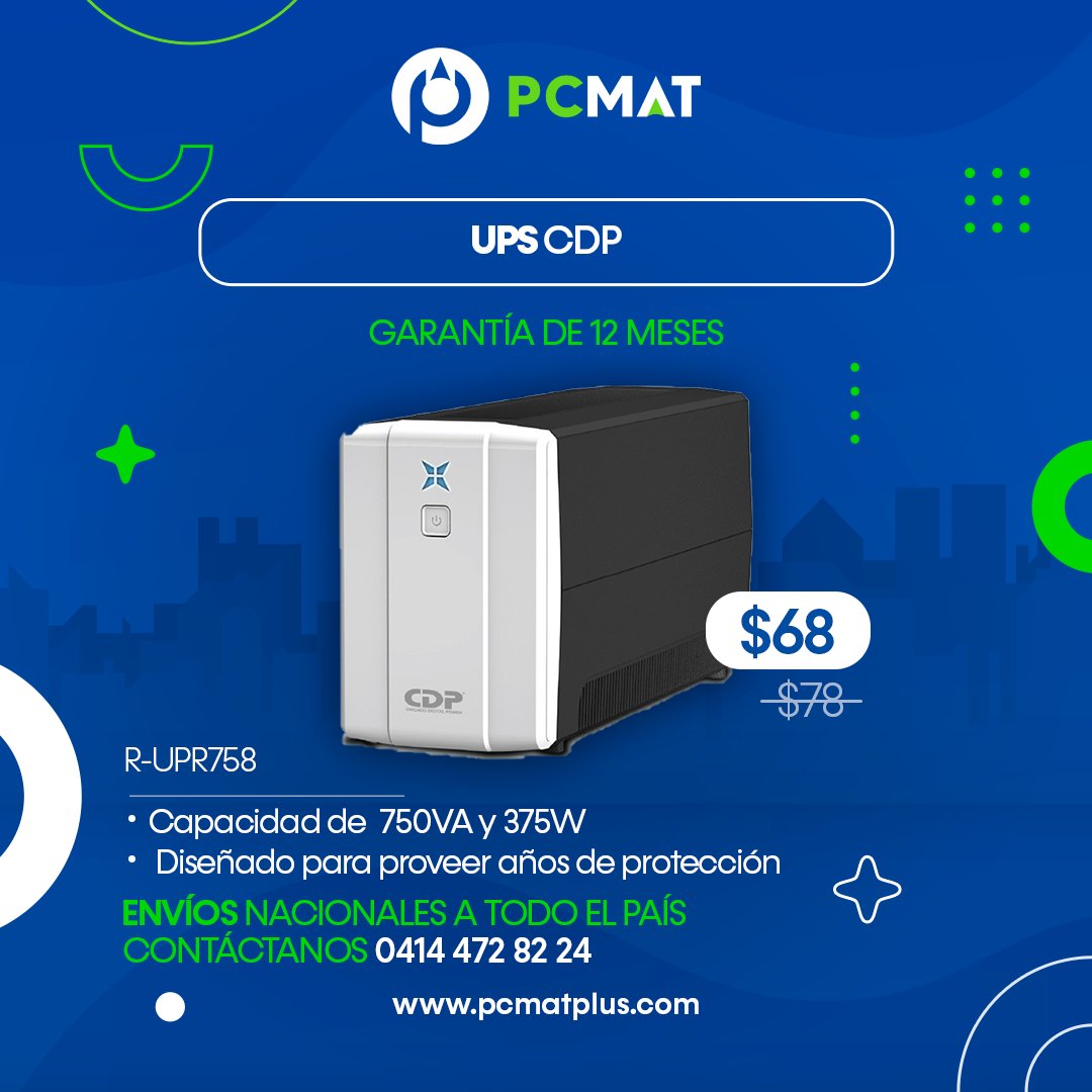 pcmatplus's tweet image. 🚀🔋 ¡Llegando! El UPS más vendido del año, el CDP 750VA/375W, ya está disponible en PC MAT PLUS.
🛡️ Protege tus dispositivos y asegura tu productividad con una garantía de 1 año. ¡Unidades limitadas!
🔗 Compra ahora: n9.cl/dzo9t #CDP #PCMatPlus #InvierteEnProtección