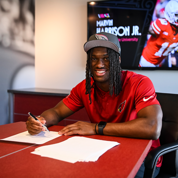 NFL (@nfl) on Twitter photo .<a href="/MarvHarrisonJr/">Marvin Harrison Jr.</a> has officially signed his rookie contract. ✍️
(via <a href="/AZCardinals/">Arizona Cardinals</a>) .<a href="/MarvHarrisonJr/">Marvin Harrison Jr.</a> has officially signed his rookie contract. ✍️
(via <a href="/AZCardinals/">Arizona Cardinals</a>)