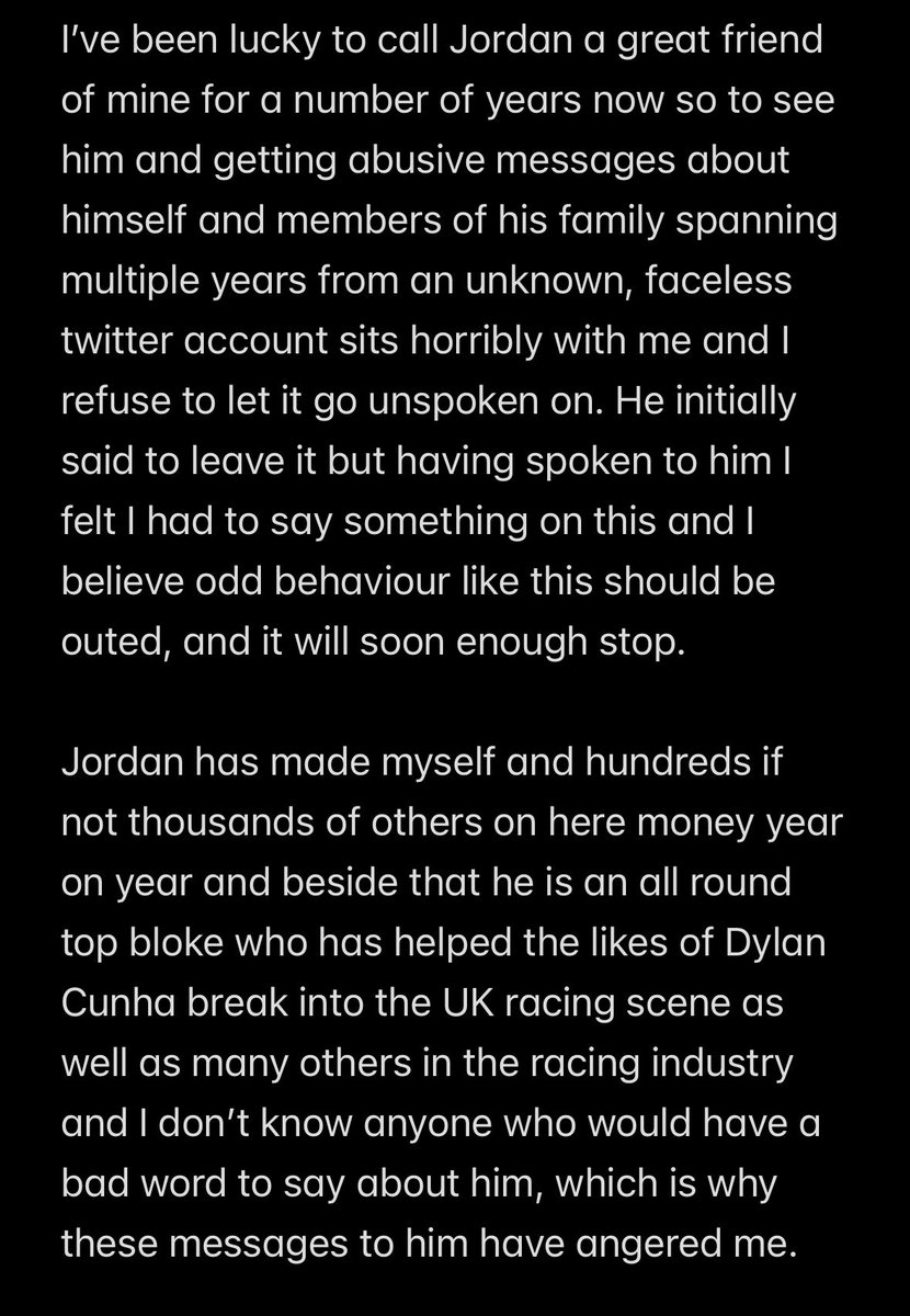 JackGrey7's tweet photo. Bit of a serious one from me away from my usual hit and miss racing selections &amp; general horses and footy chat, but I won’t sit and say nothing when I see a good mate in @jhchevaux and his family members be abused on here by a faceless account. 

@driscoll_oisin you’re a rat 🐀 https://t.co/kIpVejTUTh