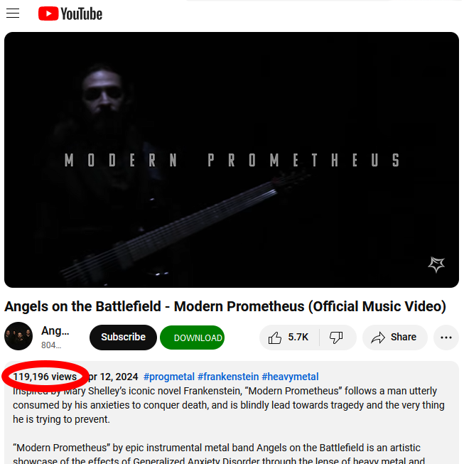 Coming back from Europe, this is awesome:
Thanks so much for listening to my music on Spotify!
Also thanks for watching the video of @aotb_band's 'Modern Prometheus' nearly 120,000 times so far!
Feeling very grateful for all the support! 😀🙏

#chriswirsig #angelsonthebattlefield