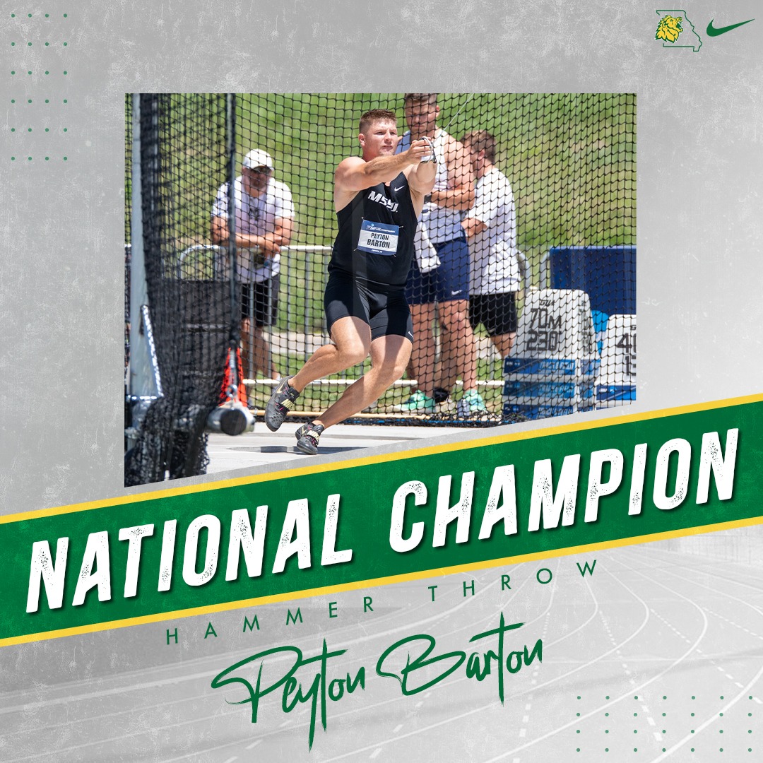 MoSoXCTF's tweet image. 🚨NATIONAL CHAMPION ALERT🚨

Peyton Barton WINS the Hammer Throw, breaking his school record with a throw of 68.71m!

Congratulations to National Champion AND All-American, Peyton Barton!!