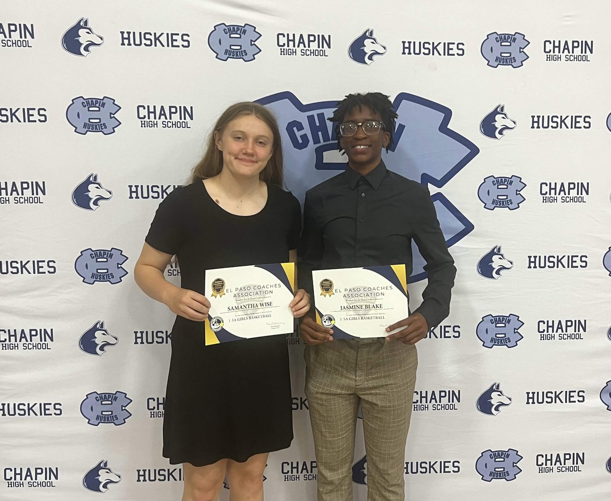 Proud of our <a href="/CHSLadyHuskies/">LadyHuskiesHoops</a>
<a href="/Sam_i_can08/">Samantha Wise</a> &amp; <a href="/jblake2500/">JASMINE BLAKE</a> receiving their All-District certificates at the El Paso Coaches Association Banquet. Congrats Ladies!
#ACC
