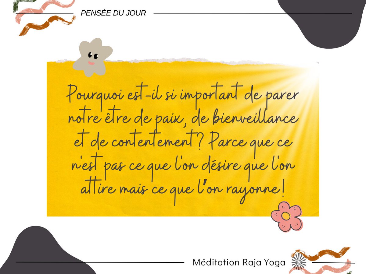 RajaYogaMedit's tweet photo. #penséedujour #inspiration #citation
#rayonner #attraction #contentement

#quisuisje #rajayoga #yoga #spiritualite #seminaire #meditation #paix #bonheur #esprit #forceinterieure #developpementpersonnel #activitegratuite

Tous nos programmes sur:
https://t.co/f0teYmgAv9 https://t.co/xdT13sgyHw