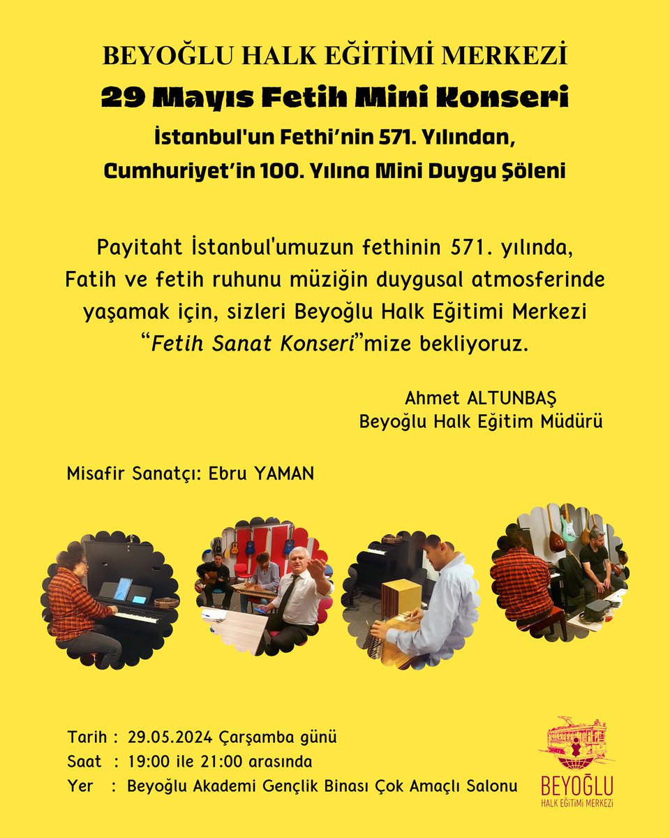 Konserimize davetlisiniz. 
<a href="/tcmeb/">Millî Eğitim Bakanlığı</a> <a href="/mebhbogm/">MEB Hayat Boyu Öğrenme Genel Müdürlüğü</a> <a href="/cengizmete/">Cengiz Mete</a>
<a href="/istanbulilmem/">İstanbul İl Millî Eğitim Müdürlüğü</a> <a href="/MucahitYentur/">Murat Mücahit Yentür</a> <a href="/IstmemHBO/">İstmemHBO</a> <a href="/mem_ozturk/">Mustafa ÖZTÜRK</a> <a href="/Can_Aksoy_/">CAN AKSOY</a> <a href="/inanguney/">inan güney</a> <a href="/beyogluilcemem/">Beyoğlu İlçe Milli Eğitim Müdürlüğü</a> <a href="/hnnbagci/">Hüseyin BAĞCI</a> <a href="/UniversalTeach5/">Universal Teacher</a> #hayatboyuyanındayız