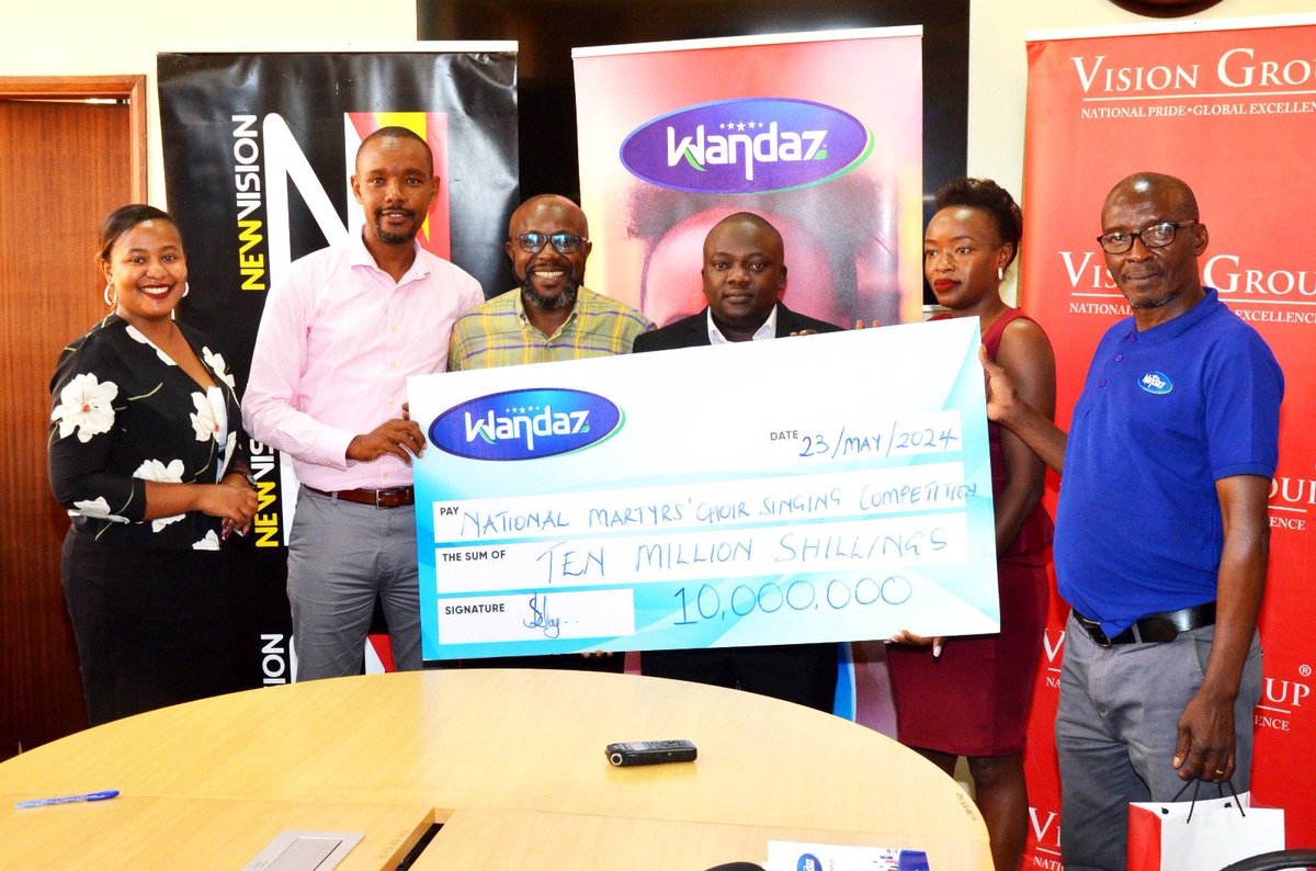 #MartyrsChoirCompetition24📌 Earlier today, the @wandazproducts team generously supported the Martyrs Choir Singing Competition with a significant contribution of 10 million UGX! Stellah, Haruna, and Mr. Abindabizemu presented the donation to @VisionGroup CEO @nyamadon, in the
