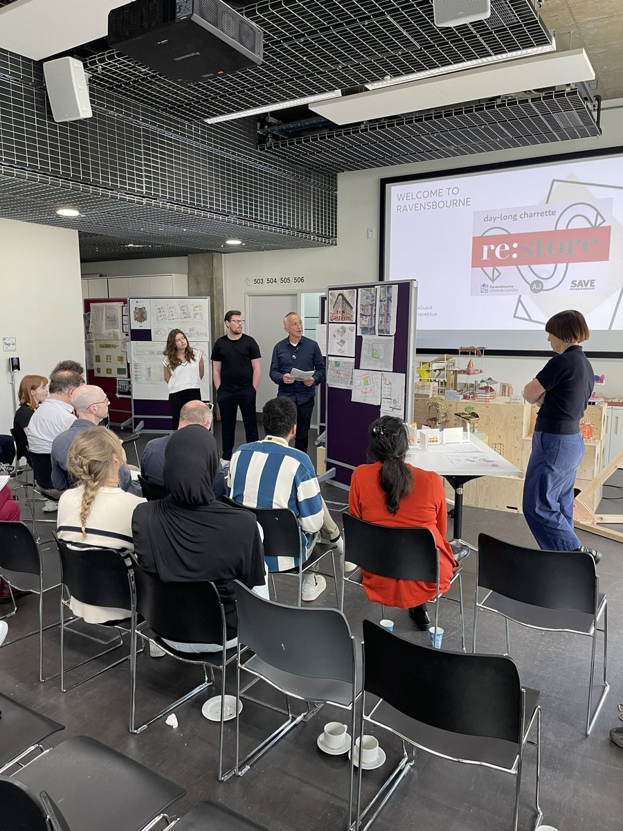 🎉 Congratulations to all the teams that participated in @SAVEBrit and @ArchitectsJrnal competition today @RavensbourneUK. We loved hearing your ideas for M&S Oxford Street Buildings! 🏛️ #reuse #retrofit