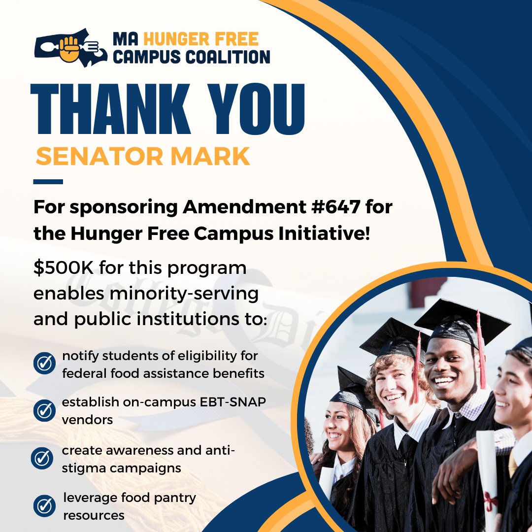 Thank you Senator Mark for supporting the Hunger-Free Campus Initiative! #mapoli #endcampushunger
