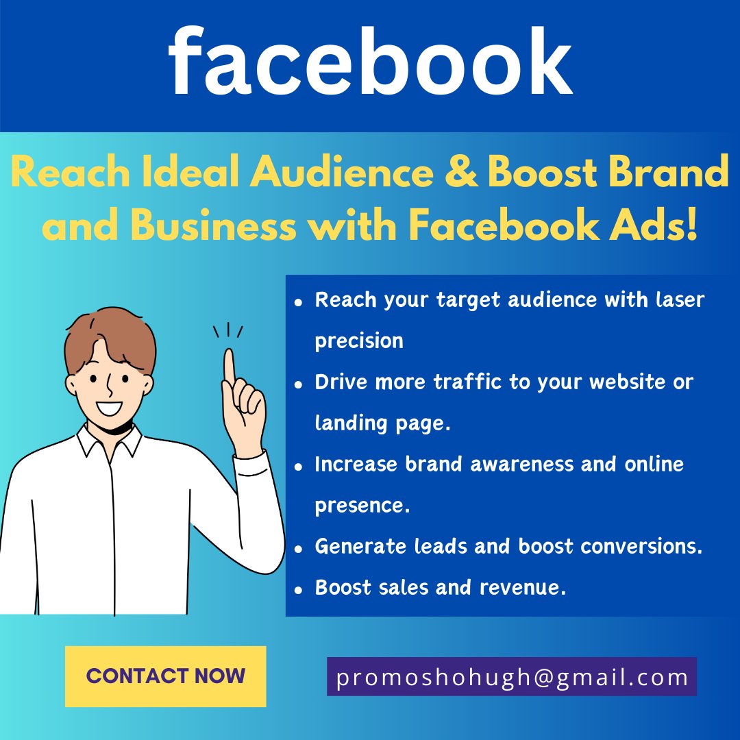 Reach Ideal Audience & Boost Brand and Business!
#facebookmarketing #socialmediamarketing #digitalmarketing #facebookads #facebook #socialmedia #facebookadvertising #facebookpage #onlinemarketing #contentmarketing #facebooktips #branding #facebookbusiness #business #advertising