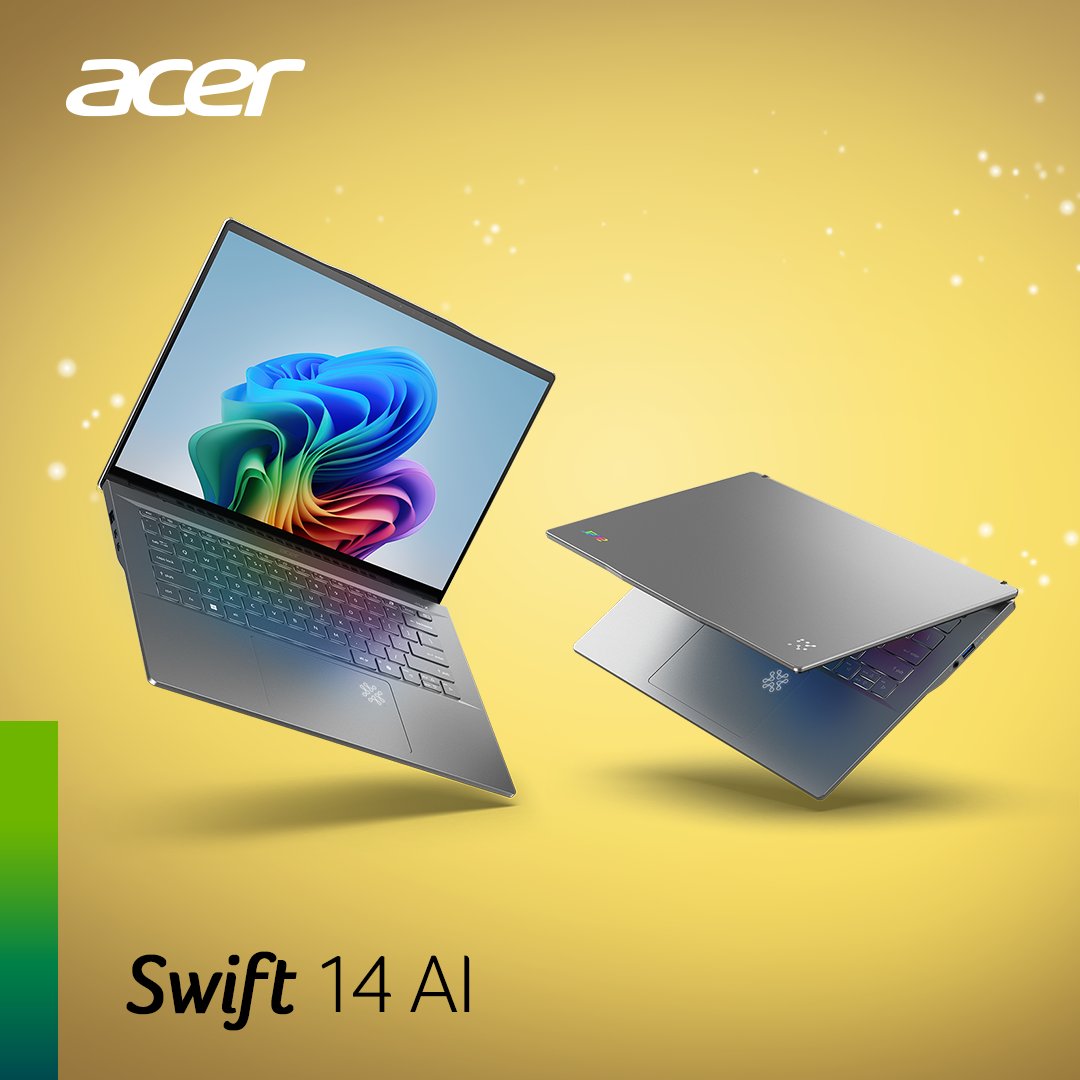 Experience The PC Reborn with the new @Acer Swift 14 AI, powered by #Snapdragon X Elite. 🙌💯 In addition to its sleek design with a 2.5K touch screen, it offers seamless #AI experiences that make it an ideal laptop for everyday use. acer.link/3QTQIpF