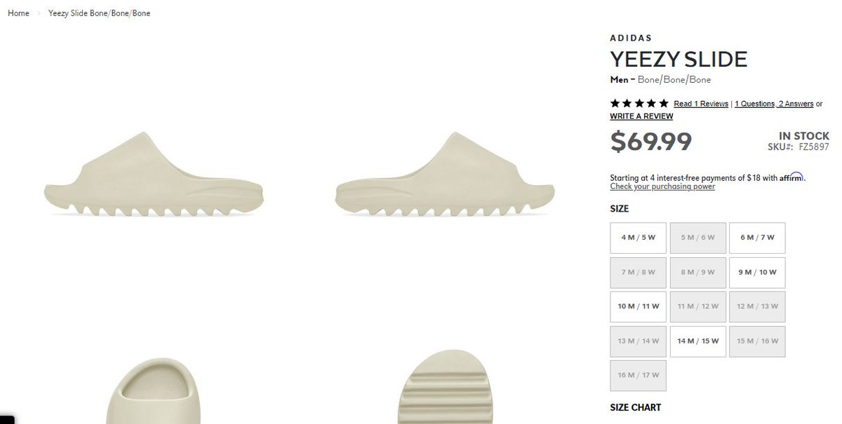 adidas Yeezy Slide 'Bone' is available on Shiekh in select sizes 📲 sovrn.co/8v45cn9 #AD