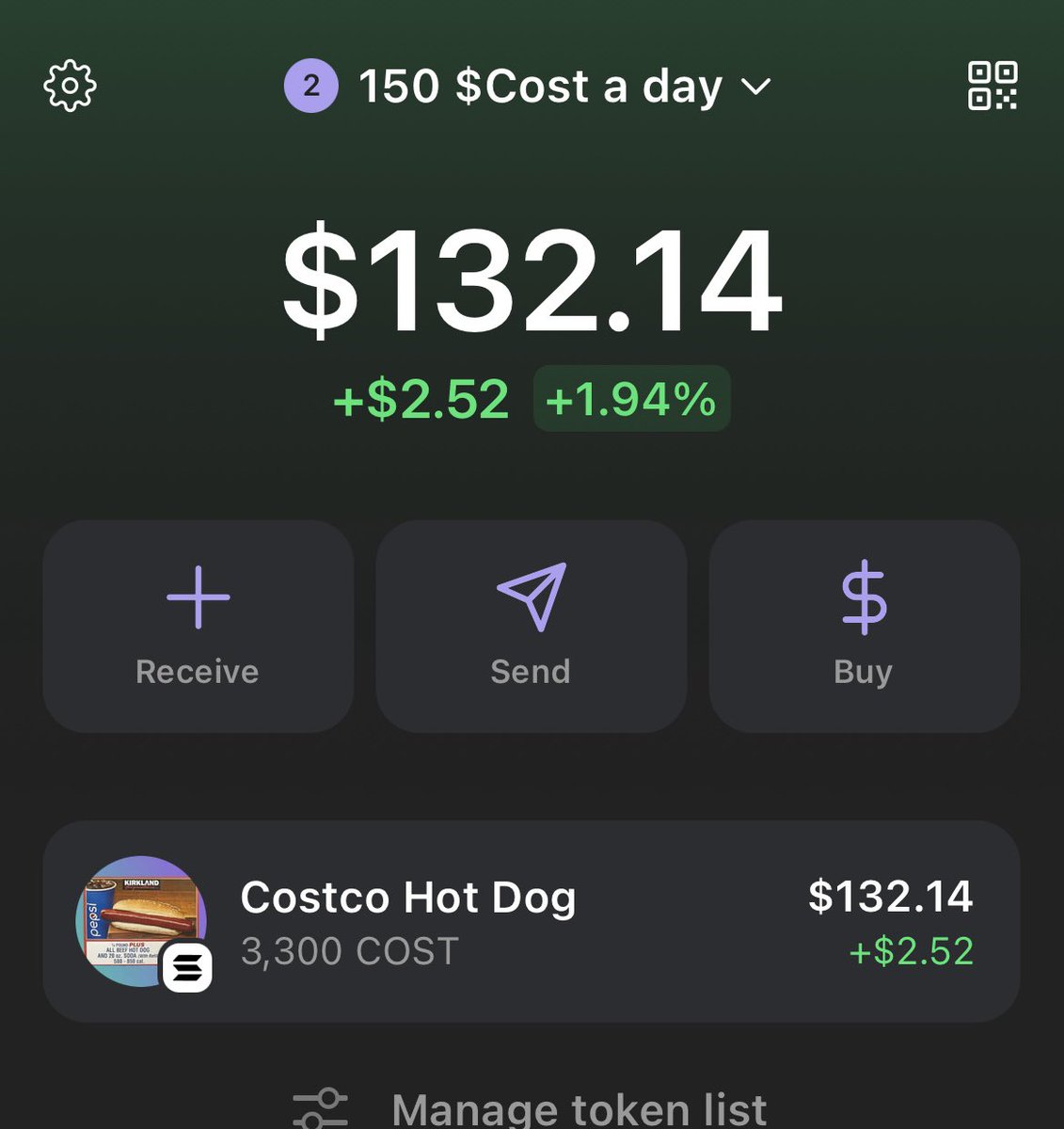 SpacebatSOL's tweet photo. Day 22 of buying 150 $COST until it reaches $1.50 to support  @Joe_XBT and the @costcodogsol community       

Current 150 $COST price: 5.98 USDC 🌭 

 #150COSTChallengetosavejoe https://t.co/qZ6k0f9Wk2