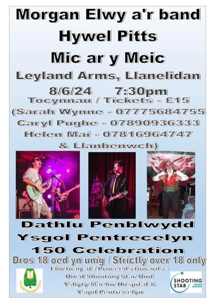 Come and support an evening of entertainment to celebrate Ysgol Pentrecelyn’s 150th Birthday. An evening for past members to reminisce the good old days whilst raising money for two worthy charities. 🎶💚