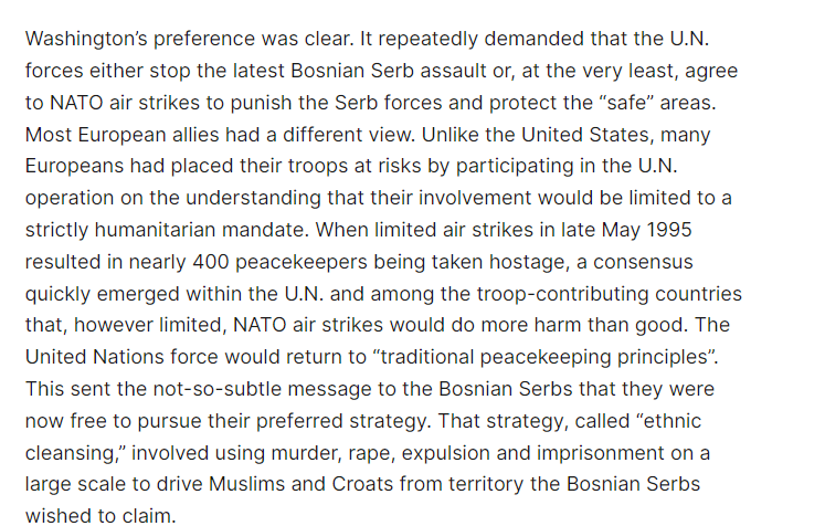 Sırpların Bosna'da yediği haltların tartışmalı bir mevzusu yok ki, adam neyin tribini atıyorsa. Bill Clinton bunları 1999'da değil 1995'te bombalayacaktı da...