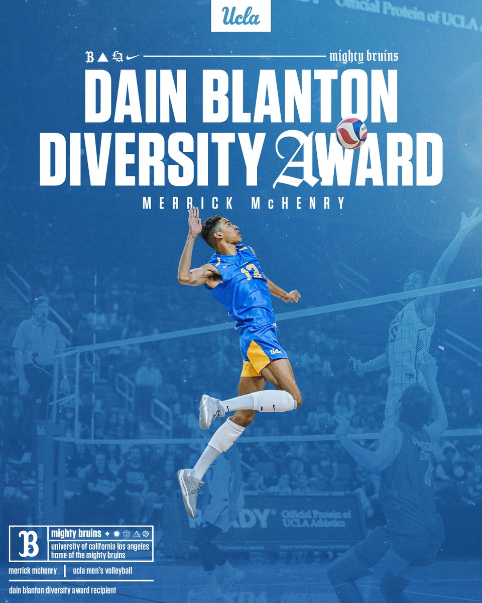 Congratulations to Merrick McHenry for being named the winner of the 2024 Ryan Millar Award as the nation’s top middle attacker & the 2024 Dain Blanton Award which celebrates the outstanding individual performances of minority athletes! #GoBruins

ucla.in/45bfp73