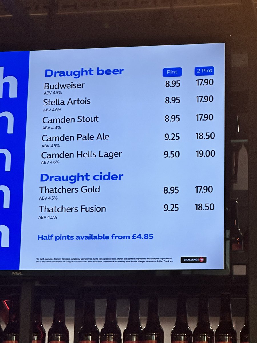 Think Cheltenham is bad, have a look at the drinks prices at PL darts at O2 🥴