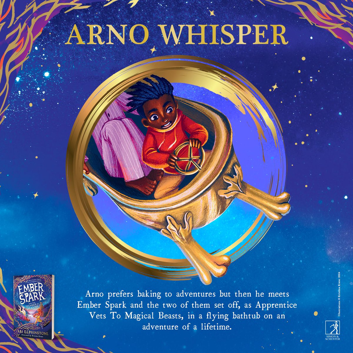 Meet a few of the EMBER SPARK cast, exquisitely illustrated by @KristinaKister 👋 First up, FORTY WINKS: a magical beast, found by Ember down on the beach, who can glow-in-the-dark, leap huge distances and shriek louder than my toddler (he also enjoys peeing on people’s shoes).