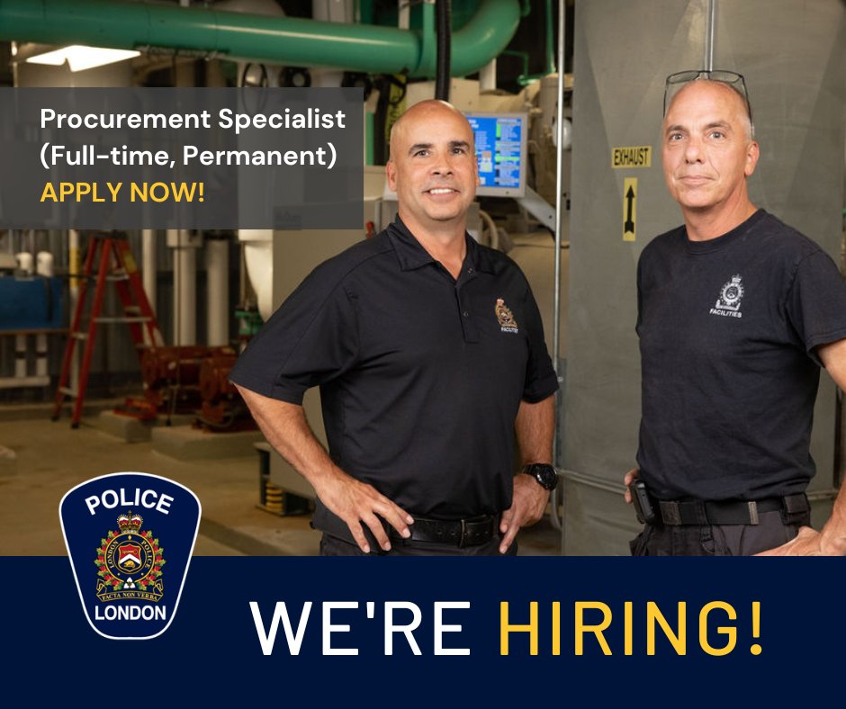 Looking to obtain a career with the London Police Service? We’re hiring a full-time, permanent Procurement Specialist to join our team. Applications are due June 5, 2024. Learn more about the role and the other great positions we have available: bit.ly/4aNsuEN #LdnOnt