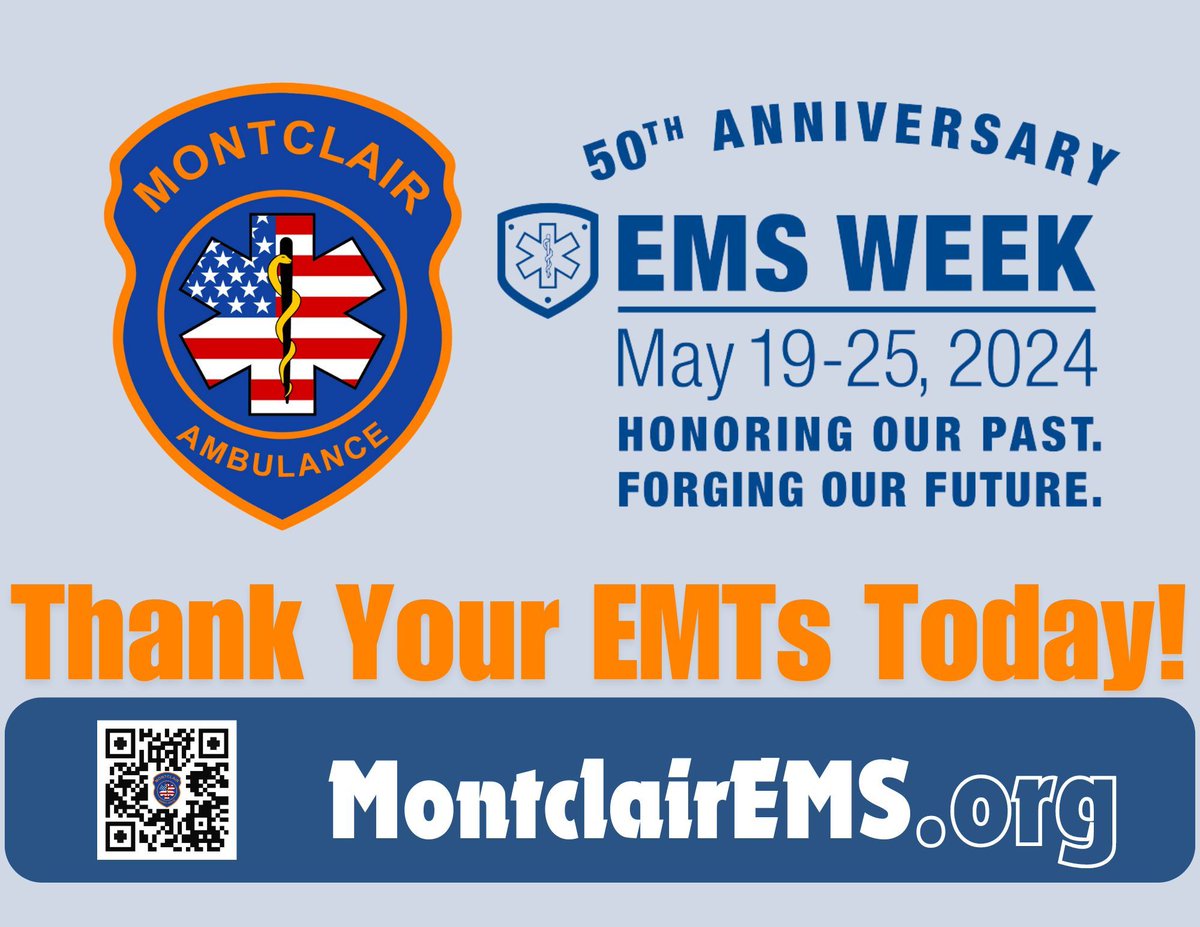 MontclairEMS's tweet photo. A moment to pause, reflect, and extend our sincerest gratitude to the backbone of our team - our amazing EMTs. Your unwavering dedication and tireless commitment keep our community safe, healthy, and thriving. Let's keep the appreciation flowing, today and every day. 💙🚑 #EMS https://t.co/VEnXSQK7lK