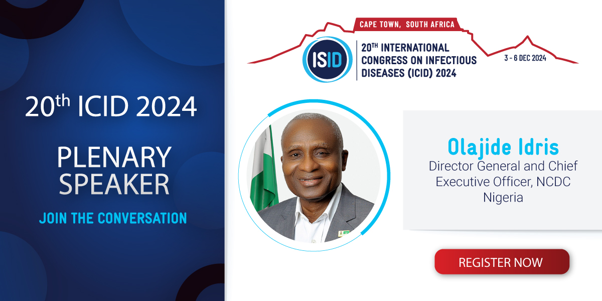 We are pleased to have Olajide Idris join us at #ICID2024 as a plenary speaker! Dr. Olajide Idris is the 3rd Director General of the Nigeria Centre for Disease Control & Prevention (NCDC). @NCDCgov Register now before prices go up after My 31st! ow.ly/TPGy50RT3Iz