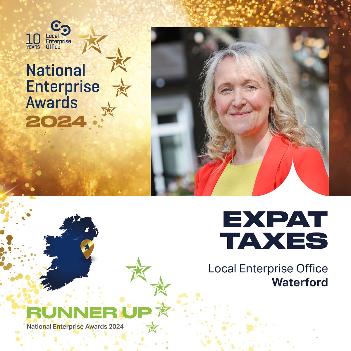 Loc_Enterprise's tweet photo. The final regional award is for the south and the winner is @taxes_expat supported by @LEOWaterford #NEAwards #MakingItHappen https://t.co/4sn4pT8Miv