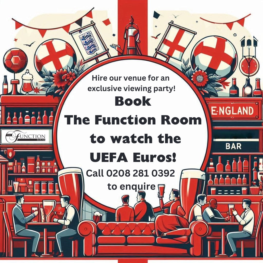 functionroome4's tweet photo. Hire The Function Room for the UEFA Euros 2024!

Enjoy flexible hours, fully staffed service, multiple screens, and no minimum bar spend. Perfect for an exclusive viewing party.

Call 0208 281 0392 to book!

#UEFAEuro2024 #VenueHire #HighamsParkLife #EventVenue https://t.co/NkmNz92nyk
