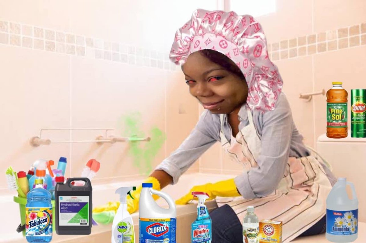 GxldSociety's tweet photo. Directions: DO NOT MIX BLEACH

Black folks: https://t.co/blMegejTlk