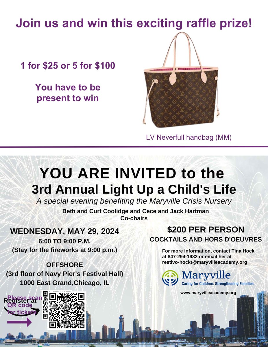 MaryvilleAcadem's tweet image. The #onlineauction is now live @ bit.ly/3UQdMqx Also, we are raffling off a #Louisvuitton bag, the #Neverfull (MM), donated to the event again this yr. You must be present to win. So we'll see you on May 29? #maryville #mission #crisisnursery #changinglives @NavyPier
