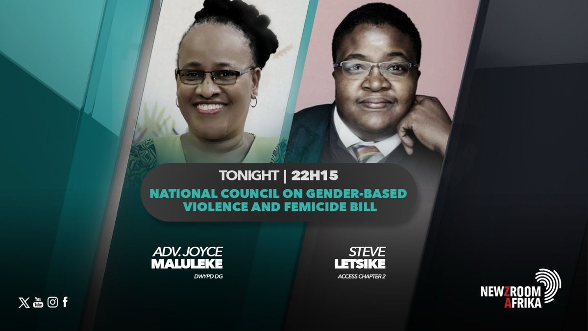 Director-General of @DWYPD_ZA Adv Mikateko Joyce Maluleke will be on Channel 405 tonight to discuss the GBVF Bill.