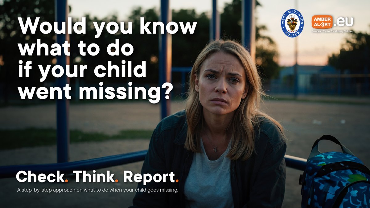 When a child disappears, it can be a distressing time for parents and caregivers. There is a simple step-by-step approach that can be taken to help you navigate this challenging situation: 🔎 Check 💭 Think 📞 Report Find out more ➡️ amberalert.eu/check-think-re… #MissingChildren