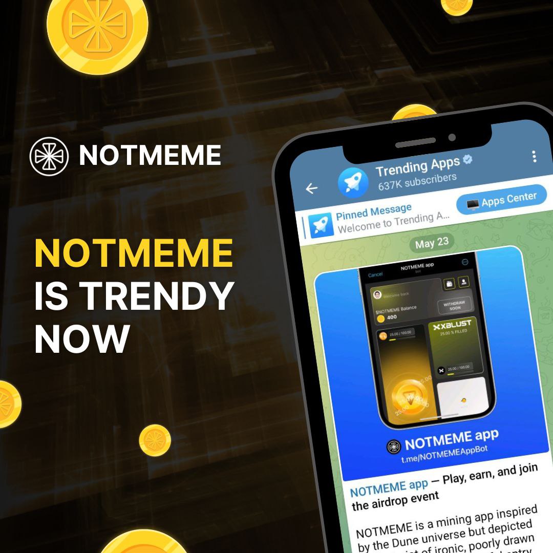 Meet us in Telegram Trending Apps😎

t.me/trendingapps/2…

May freebies be with you
$NOTMEME✊

t.me/NOTMEMEAppBot

<a href="/durov/">Pavel Durov</a>
<a href="/ton_blockchain/">TON 💎</a>
<a href="/tappscenter/">Telegram Apps Center</a>
<a href="/telegram/">Telegram Messenger</a>

#altcoin #airdrop #cryptolife #crypto #cryptocurrency #investing #cryptocurrencies #crypto #cryptonews