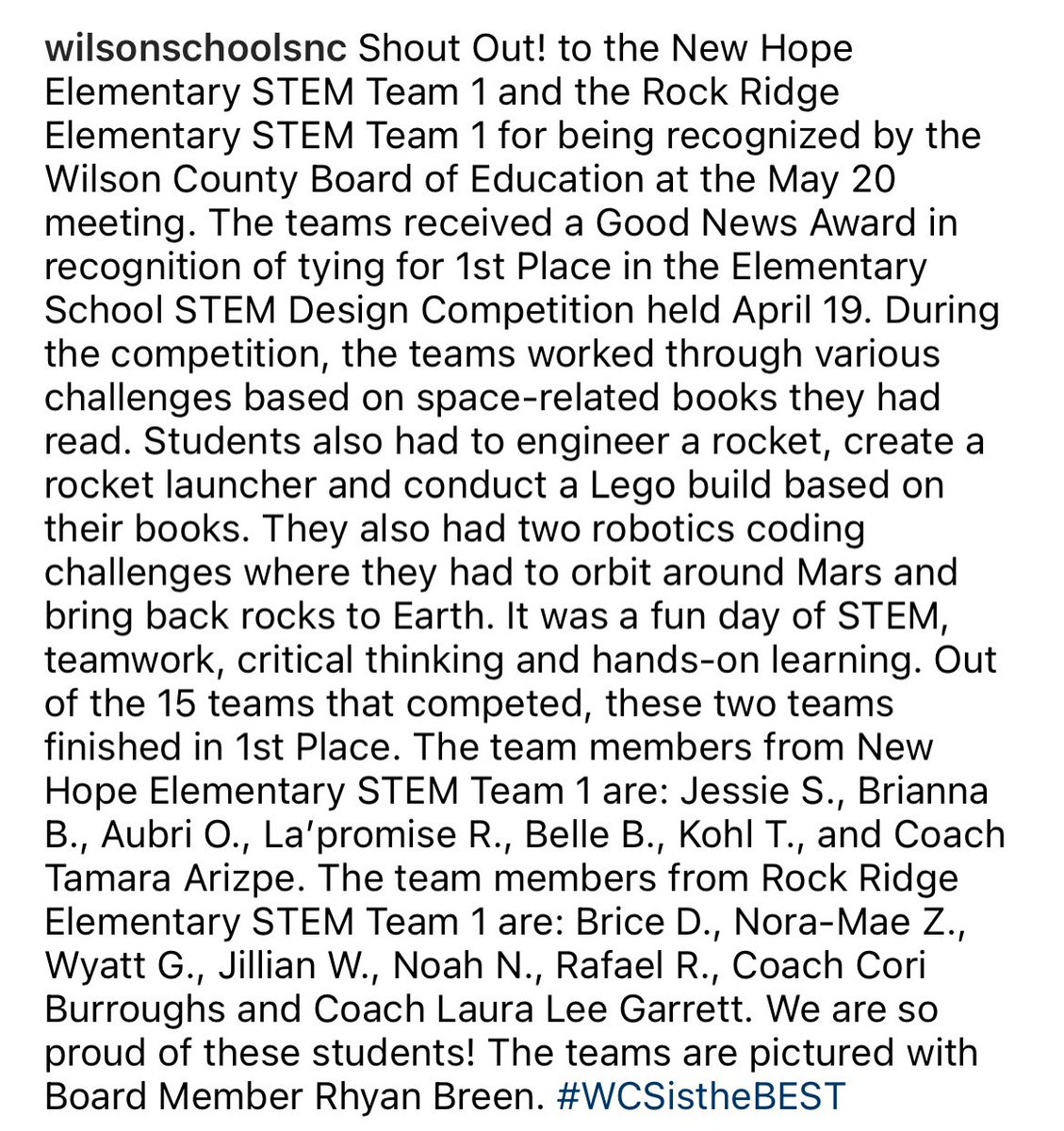 WilsonSchoolsNC's tweet image. #WCSistheBEST