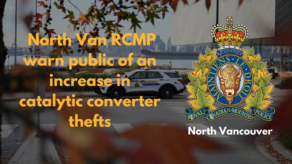 #NorthVan RCMP are advising the public of a dramatic increase in catalytic converter thefts. Neighbourhoods that encompass the areas of Cleveland, Grousewoods, Hansdsworth and Lynn Valley represent recent hot spots most targeted by thieves. Vehicles being targeted are Hyundai’s