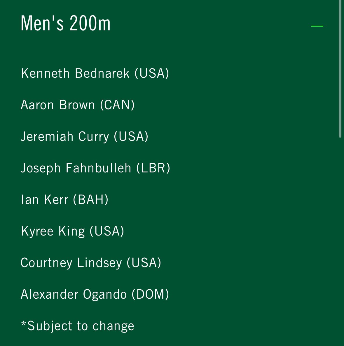 Erriyon Knighton was announced as part of the Pre Classic men’s 200m field on May 2, but he’s not on the updated start list just released by the meet. Neither is Letsile Tebogo. Worrying for Knighton given he scratched Atlanta last week and hasn’t raced since March.