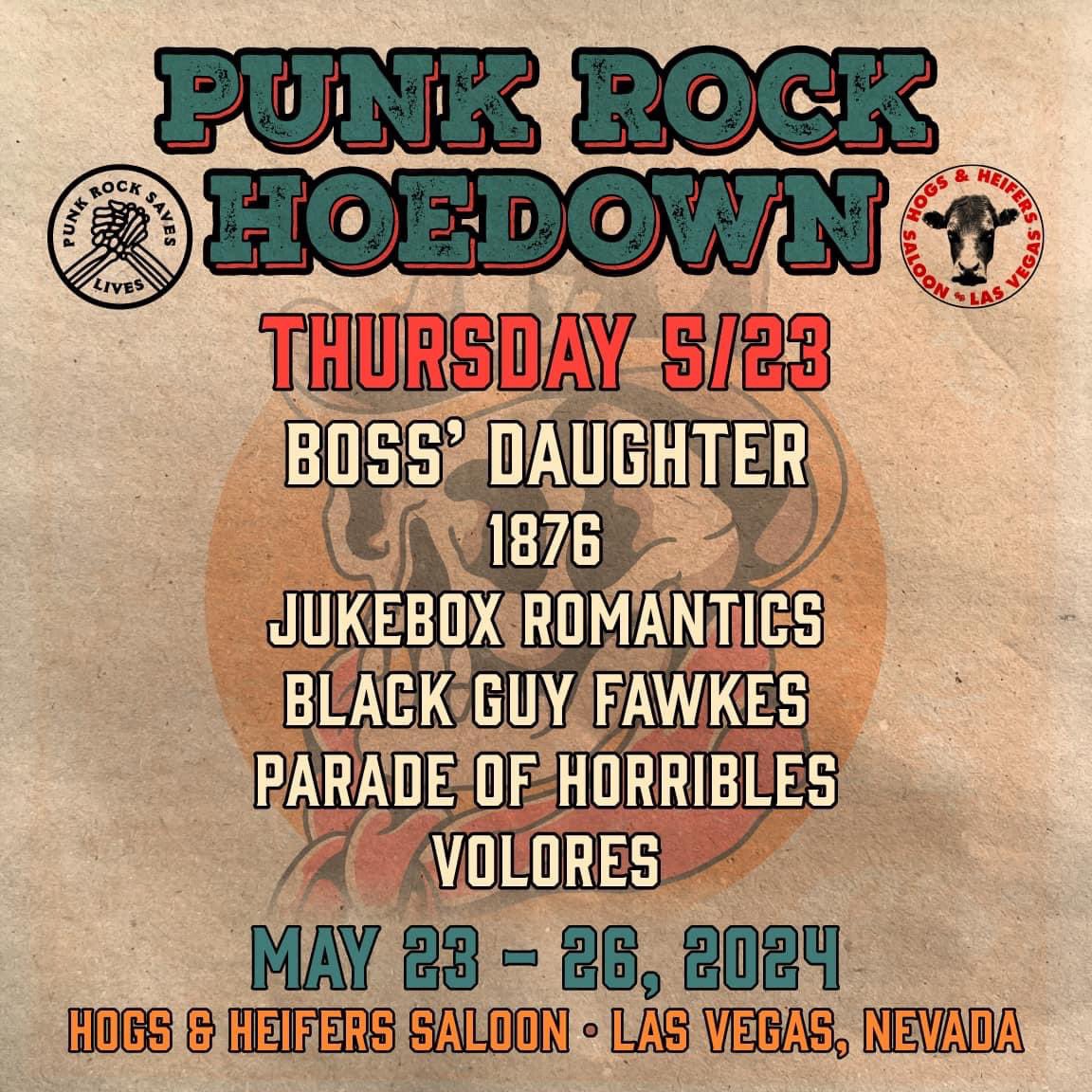 Vegas tonight at <a href="/HogsAndHeifers/">Hogs & Heifers Saloon</a> for Punk Rock Hoedown benefiting <a href="/SavesRock/">Punk Rock Saves Lives</a>!

We kick things off at 7:30pm. Be there.