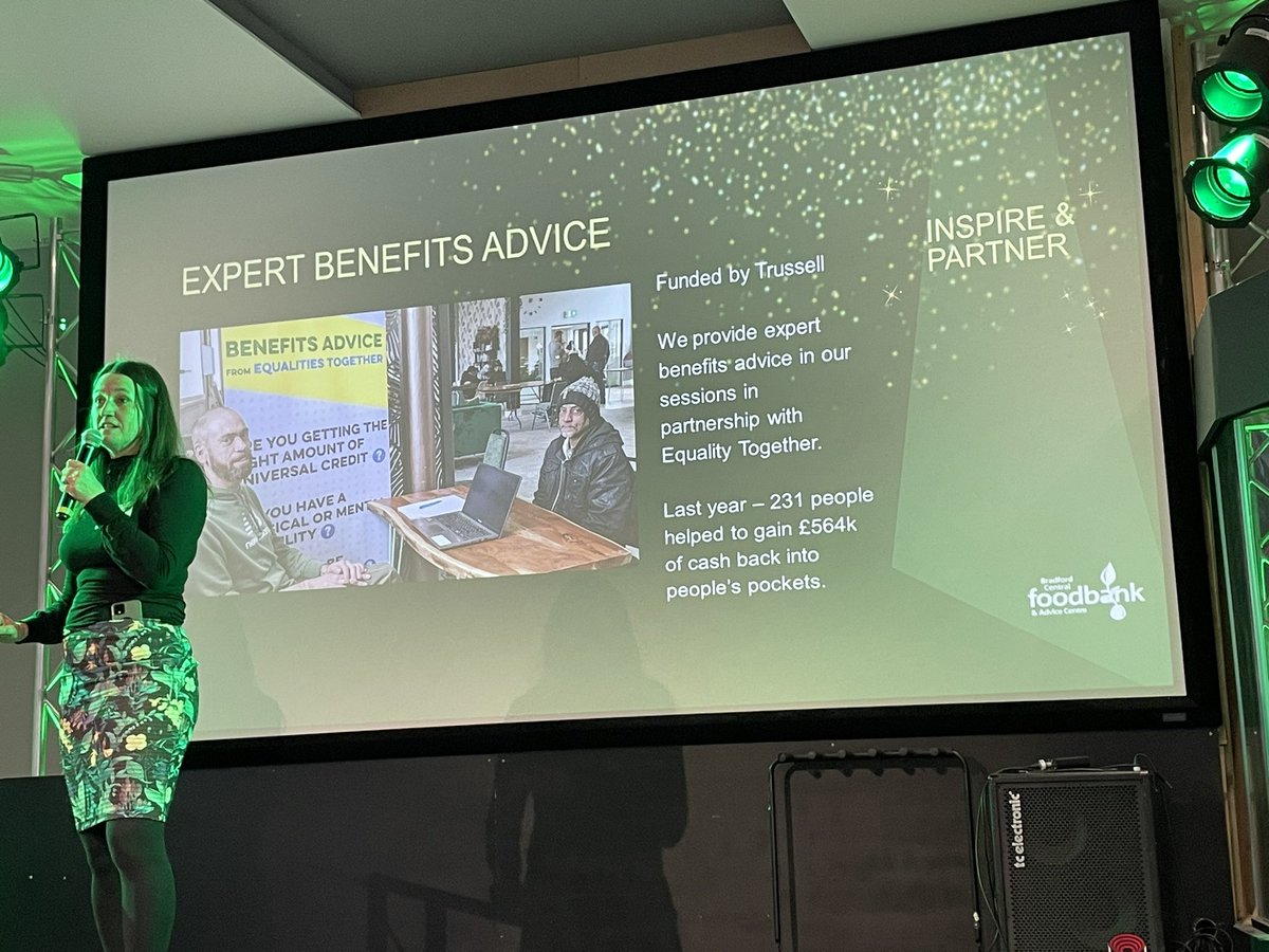 LauraChalmersTT's tweet photo. I had the privilege of joining @foodbankBD this evening, looking at the work they’ve been doing &amp; thanking their supporters. The stats speak for themselves, such incredible work! They wrap themselves around people with support at a time they need it the most 💚

#trusselltrust https://t.co/02LDjzUL8O
